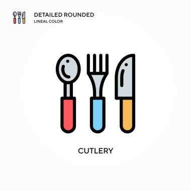 Çatal bıçak vektör simgesi. Modern vektör illüstrasyon kavramları. Düzenlemesi ve kişiselleştirmesi kolay.