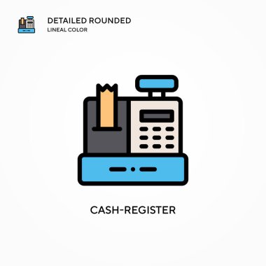 Yazar kasa vektör simgesi. Modern vektör illüstrasyon kavramları. Düzenlemesi ve kişiselleştirmesi kolay.