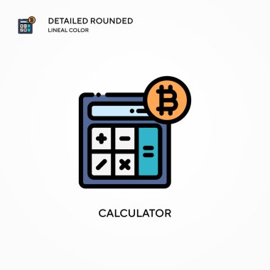 Hesap makinesi vektör simgesi. Modern vektör illüstrasyon kavramları. Düzenlemesi ve kişiselleştirmesi kolay.
