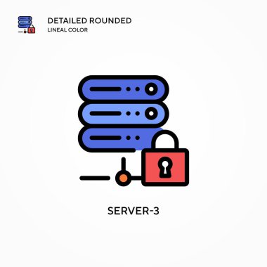 Sunucu-3 vektör simgesi. Modern vektör illüstrasyon kavramları. Düzenlemesi ve kişiselleştirmesi kolay.