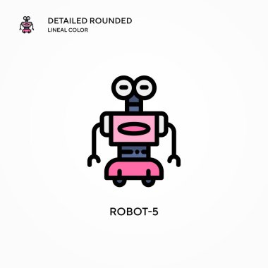 Robot-5 vektör simgesi. Modern vektör illüstrasyon kavramları. Düzenlemesi ve kişiselleştirmesi kolay.