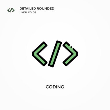 Kodlama vektör simgesi. Modern vektör illüstrasyon kavramları. Düzenlemesi ve kişiselleştirmesi kolay.