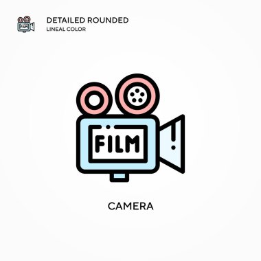 Kamera vektör simgesi. Modern vektör illüstrasyon kavramları. Düzenlemesi ve kişiselleştirmesi kolay.