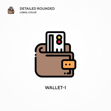 Cüzdan-1 vektör simgesi. Modern vektör illüstrasyon kavramları. Düzenlemesi ve kişiselleştirmesi kolay.