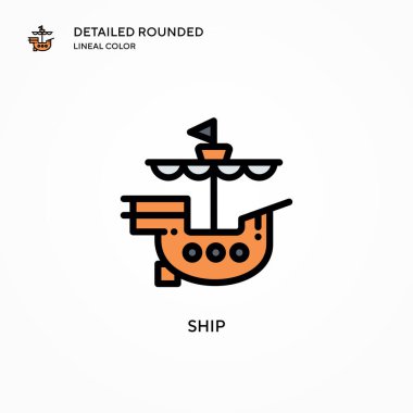 Gemi vektör simgesi. Modern vektör illüstrasyon kavramları. Düzenlemesi ve kişiselleştirmesi kolay.
