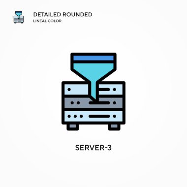Sunucu-3 vektör simgesi. Modern vektör illüstrasyon kavramları. Düzenlemesi ve kişiselleştirmesi kolay.