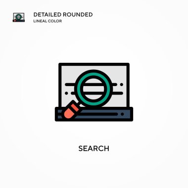 Arama vektör simgesi. Modern vektör illüstrasyon kavramları. Düzenlemesi ve kişiselleştirmesi kolay.