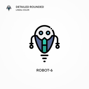 Robot-6 vektör simgesi. Modern vektör illüstrasyon kavramları. Düzenlemesi ve kişiselleştirmesi kolay.