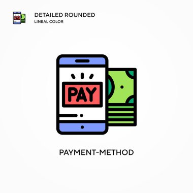 Ödeme yöntemi vektör simgesi. Modern vektör illüstrasyon kavramları. Düzenlemesi ve kişiselleştirmesi kolay.