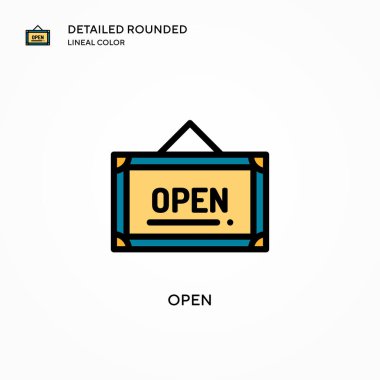 Vektör simgesini aç. Modern vektör illüstrasyon kavramları. Düzenlemesi ve kişiselleştirmesi kolay.