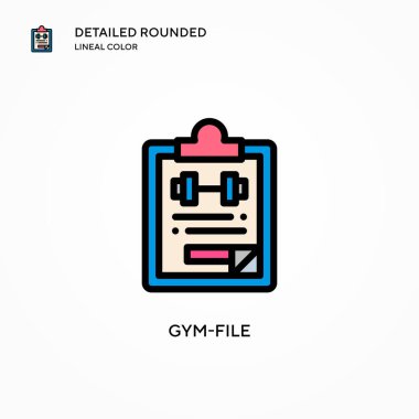 Jimnastik dosyası vektör simgesi. Modern vektör illüstrasyon kavramları. Düzenlemesi ve kişiselleştirmesi kolay.