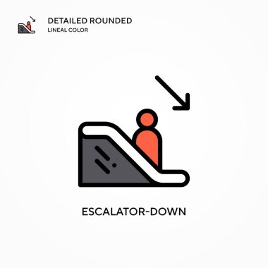Yürüyen merdiven aşağı vektör simgesi. Modern vektör illüstrasyon kavramları. Düzenlemesi ve kişiselleştirmesi kolay.