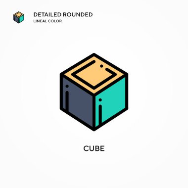 Küp vektör simgesi. Modern vektör illüstrasyon kavramları. Düzenlemesi ve kişiselleştirmesi kolay.
