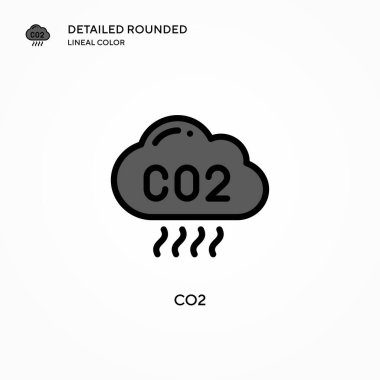 CO2 vektör simgesi. Modern vektör illüstrasyon kavramları. Düzenlemesi ve kişiselleştirmesi kolay.
