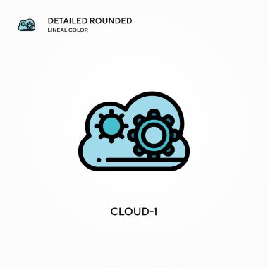 Bulut-1 vektör simgesi. Modern vektör illüstrasyon kavramları. Düzenlemesi ve kişiselleştirmesi kolay.