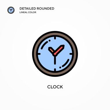 Saat vektör simgesi. Modern vektör illüstrasyon kavramları. Düzenlemesi ve kişiselleştirmesi kolay.