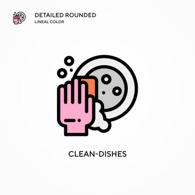 Temiz bulaşık vektör simgesi. Modern vektör illüstrasyon kavramları. Düzenlemesi ve kişiselleştirmesi kolay.