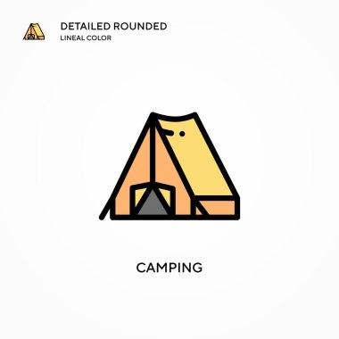 Kamp vektör simgesi. Modern vektör illüstrasyon kavramları. Düzenlemesi ve kişiselleştirmesi kolay.