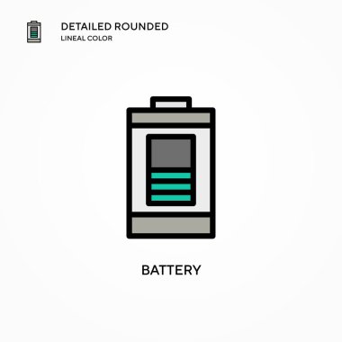 Batarya vektör simgesi. Modern vektör illüstrasyon kavramları. Düzenlemesi ve kişiselleştirmesi kolay.