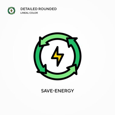 Enerji ikonunu kaydet. Modern vektör illüstrasyon kavramları. Düzenlemesi ve kişiselleştirmesi kolay.