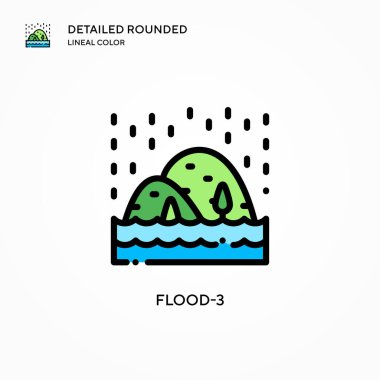Flood-3 vektör simgesi. Modern vektör illüstrasyon kavramları. Düzenlemesi ve kişiselleştirmesi kolay.