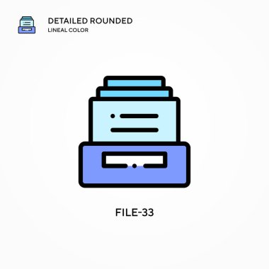 Dosya-33 vektör simgesi. Modern vektör illüstrasyon kavramları. Düzenlemesi ve kişiselleştirmesi kolay.