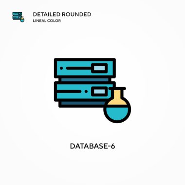 Veritabanı-6 vektör simgesi. Modern vektör illüstrasyon kavramları. Düzenlemesi ve kişiselleştirmesi kolay.