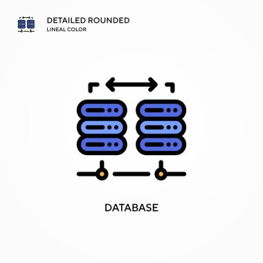 Veritabanı vektör simgesi. Modern vektör illüstrasyon kavramları. Düzenlemesi ve kişiselleştirmesi kolay.