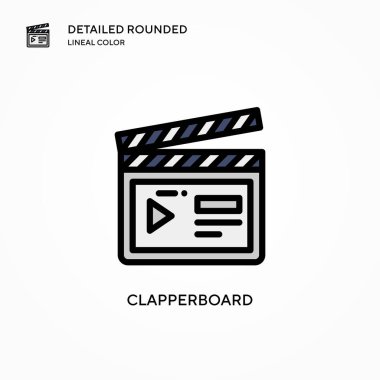 Alkış tahtası vektör simgesi. Modern vektör illüstrasyon kavramları. Düzenlemesi ve kişiselleştirmesi kolay.