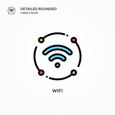 Wifi vektör simgesi. Modern vektör illüstrasyon kavramları. Düzenlemesi ve kişiselleştirmesi kolay.