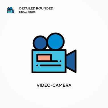Video kamera vektör simgesi. Modern vektör illüstrasyon kavramları. Düzenlemesi ve kişiselleştirmesi kolay.