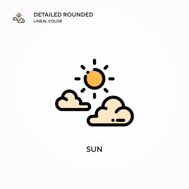 Güneş vektör simgesi. Modern vektör illüstrasyon kavramları. Düzenlemesi ve kişiselleştirmesi kolay.
