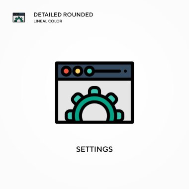Ayarlar vektör simgesi. Modern vektör illüstrasyon kavramları. Düzenlemesi ve kişiselleştirmesi kolay.