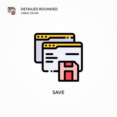 Vektör simgesini kaydet. Modern vektör illüstrasyon kavramları. Düzenlemesi ve kişiselleştirmesi kolay.