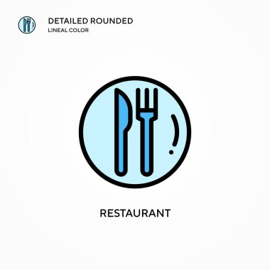Restoran vektör simgesi. Modern vektör illüstrasyon kavramları. Düzenlemesi ve kişiselleştirmesi kolay.