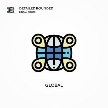 Küresel vektör simgesi. Modern vektör illüstrasyon kavramları. Düzenlemesi ve kişiselleştirmesi kolay.