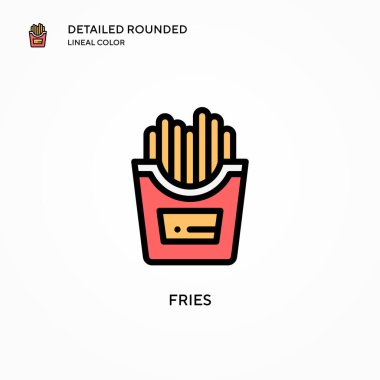Fries vektör simgesi. Modern vektör illüstrasyon kavramları. Düzenlemesi ve kişiselleştirmesi kolay.