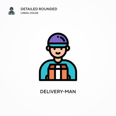 Teslimatçı vektör ikonu. Modern vektör illüstrasyon kavramları. Düzenlemesi ve kişiselleştirmesi kolay.