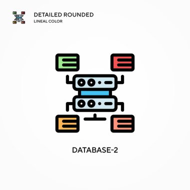 Veritabanı-2 vektör simgesi. Modern vektör illüstrasyon kavramları. Düzenlemesi ve kişiselleştirmesi kolay.