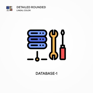 Veritabanı-1 vektör simgesi. Modern vektör illüstrasyon kavramları. Düzenlemesi ve kişiselleştirmesi kolay.