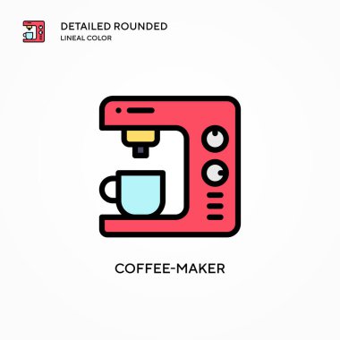 Kahve makinesi vektör ikonu. Modern vektör illüstrasyon kavramları. Düzenlemesi ve kişiselleştirmesi kolay.
