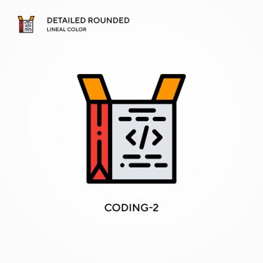 Kodlama-2 vektör simgesi. Modern vektör illüstrasyon kavramları. Düzenlemesi ve kişiselleştirmesi kolay.