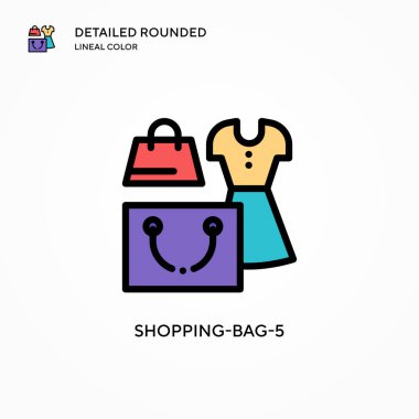 Alışveriş torbası 5 vektör simgesi. Modern vektör illüstrasyon kavramları. Düzenlemesi ve kişiselleştirmesi kolay.