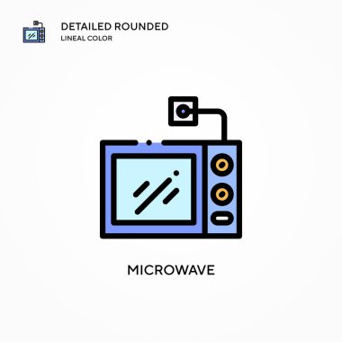 Mikrodalga vektör simgesi. Modern vektör illüstrasyon kavramları. Düzenlemesi ve kişiselleştirmesi kolay.