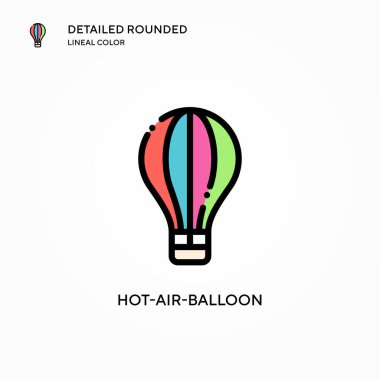 Sıcak hava balonu vektör simgesi. Modern vektör illüstrasyon kavramları. Düzenlemesi ve kişiselleştirmesi kolay.