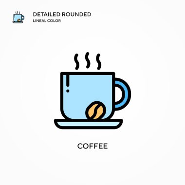 Kahve vektörü ikonu. Modern vektör illüstrasyon kavramları. Düzenlemesi ve kişiselleştirmesi kolay.