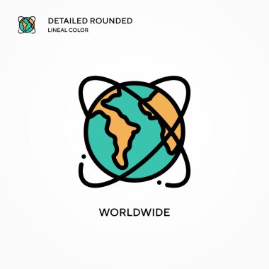 Dünya çapında vektör simgesi. Modern vektör illüstrasyon kavramları. Düzenlemesi ve kişiselleştirmesi kolay.