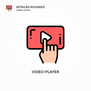 Video oynatıcı vektör simgesi. Modern vektör illüstrasyon kavramları. Düzenlemesi ve kişiselleştirmesi kolay.