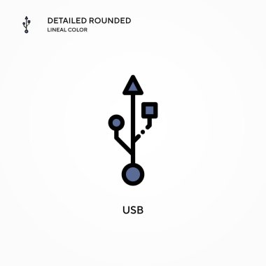Usb vektör simgesi. Modern vektör illüstrasyon kavramları. Düzenlemesi ve kişiselleştirmesi kolay.
