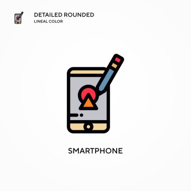 Akıllı telefon vektör simgesi. Modern vektör illüstrasyon kavramları. Düzenlemesi ve kişiselleştirmesi kolay.